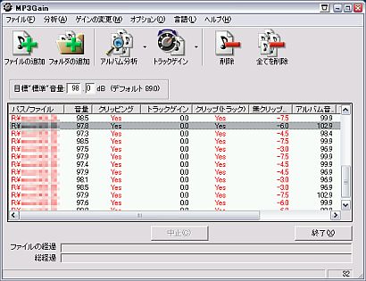 Mp3gain 音楽編集フリーソフト Mp3ファイルの音量レベル一括変更